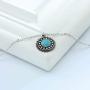 Evild Boho Layered Necklace Silver Beaded Choker Short Chain Rhinestones Turquoise Necklaces Flower Summer Beach Jewelry for Women and Girls