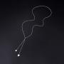 FLYOW Long Chain Dainty Necklace Simple Style 925 Sterling Silver Heart Pendant Adjustable Y Shaped Necklace Jewelry