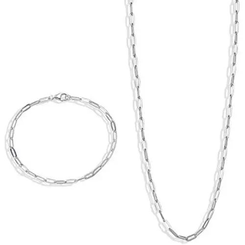 FANCIME Paperclip Chain Necklace and Bracelet Jewelry Set Dainty Link 14K Yellow/Rose/White Gold Plated Gift for Women Girls, Adjustable Necklace 18 inch/Bracelet 8 inch. FANCIME Paperclip Chain Necklace and Bracelet Jewelry Set Dainty Link 14K Yellow/Rose/White Gold Plated Gift for Women Girls, Adjustable Necklace 18 inch/Bracelet 8 inch.