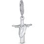 Tourism Brazil Vacation Christo Redentor Brazilian Landmark Jesus Christ Dangle Charm Bead For Women Teen .925 Sterling Silver Fits European Bracelet