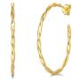 FANCIME Yellow Gold Plated 925 Sterling Silver Large Big Twisted Open Half Hoop Earrings Dainty Fine Jewelry Gifts for Women, 35 mm