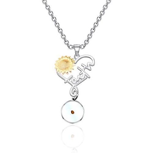 WUSUANED Mustard Seed Faith Sunflower Necklace Christian Pendant Religious Jewelry Inspirational Christian Gift for Women Girls