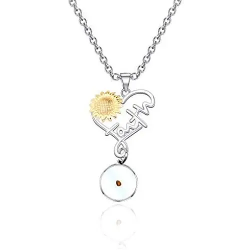 WUSUANED Mustard Seed Faith Sunflower Necklace Christian Pendant Religious Jewelry Inspirational Christian Gift for Women Girls WUSUANED Mustard Seed Faith Sunflower Necklace Christian Pendant Religious Jewelry Inspirational Christian Gift for Women Girls