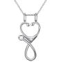 S925 Sterling Silver Jewelry Open Nurse Stethoscope Pendant Ring Holder Necklace Wedding Engagement Anniversary Keepsake Gift for Her, Wife, Girlfriend