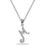 Sterling Silver Cubic Zirconia Initial Alphabet Letter Name Personalized Pendant Necklace for Women Teen Girls