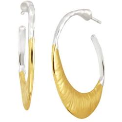 Silpada Good Vibes Crescent Hoop Earrings in Sterling Silver & Brass