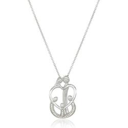 Sterling Silver 1/10 Cttw Diamond''Loving Family'' Parents with Children Pendant Necklace, 18''