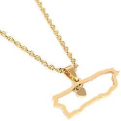 Stainless Steel Puerto Rico Map Pendant Necklaces Puerto Ricans Map Jewelry