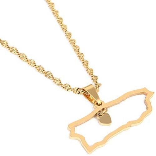 Stainless Steel Puerto Rico Map Pendant Necklaces Puerto Ricans Map Jewelry