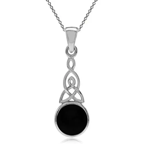Silvershake 925 Sterling Silver Triquetra Celtic Knot Pendant with 18 Inch Necklace