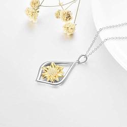 WINNICACA s925 Sterling Silver（Hummingbird&Lotus&Sunflower& Rose& Daisy&Bee&Tree of Life） Pendant Necklace Jewelry for Women Teens Birthday Gift