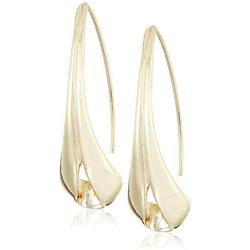Anne Klein Womens Gold Tone Folded Ribbon Threaded Earrings, One Size