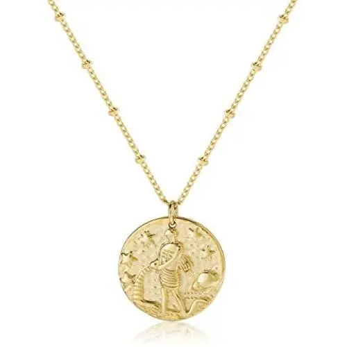 S.J JEWELRY 12 Constellations Zodiac Necklace Womens girls Simple Delicate 14K Gold Filled Coin Pendant Personalized Birthday Gifts Handmade Disc Chokers Necklace S.J JEWELRY 12 Constellations Zodiac Necklace Womens girls Simple Delicate 14K Gold Filled Coin Pendant Personalized Birthday Gifts Handmade Disc Chokers Necklace