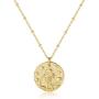 S.J JEWELRY 12 Constellations Zodiac Necklace Womens girls Simple Delicate 14K Gold Filled Coin Pendant Personalized Birthday Gifts Handmade Disc Chokers Necklace