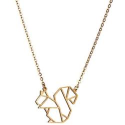 La Menagerie Squirrel Gold Origami Jewelry - Gold Geometric Chain Necklace – 18 Karat Plated Gold Necklace for Women & Girls – Stylish Squirrel Pendant Necklace