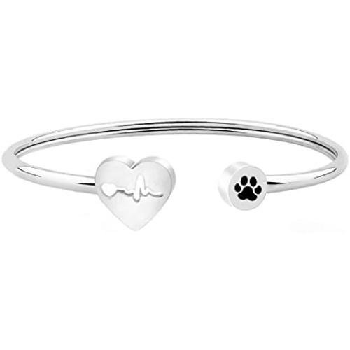 WUSUANED Heart Beat Dog Paw Necklace Bracelet Vet Tech Jewelry Gift for Veterinarian Nurse Vet Students