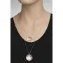 Multi-Layer 925 Silver Necklace with Hammered Textured Wheel & Circle Pendants, 22.5''