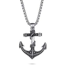 KINGKA Mens Anchor Necklace