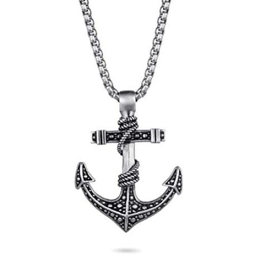 KINGKA Mens Anchor Necklace