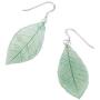 NOVICA Natural Leaf .925 Sterling Silver Dangle Earrings Stunning Nature in Jade