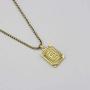 Joycuff 18K Gold Filled Initial Capital Letter Pendant Necklace Square Alphabet Rectangle Medallion Personalized Handmade Stainless Steel Simple Jewelry Gifts for Women Men Teenagers Best Friends