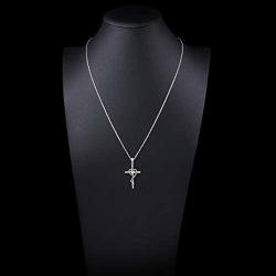 JZMSJF 925 Sterling Silver Faith God in My Heart Infinity Cross Pendant Y Shaped I CAN DO All Things Adjustable Long Chain Sweater Necklace for Women Girls