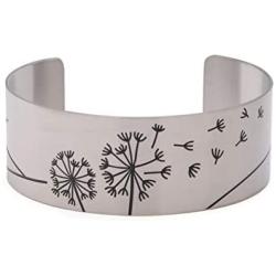 Vera Viva Just Breathe Hidden Inspirational Mindful Cuff Bracelet in Stainless Steel, Adjustable Fit