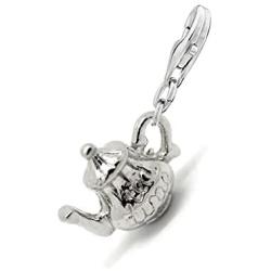 Sexy Sparkles Clip on Tea Pot Tea Time Charm for European Jewelry with Lobster Clasp