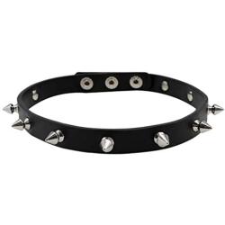 macoking Leather Studded Bracelet Choker Punk Spike Rivet Cuff Metal Black Wristband