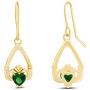Claddagh Drop Earrings In Yellow Gold Over Sterling Silver By jewel Zone US