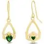 Claddagh Drop Earrings In Yellow Gold Over Sterling Silver By jewel Zone US Claddagh Drop Earrings In Yellow Gold Over Sterling Silver By jewel Zone US
