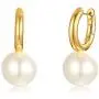 Minimalist Big Pearl Dangle Hoop Earrings for Women Girls Gold Plated Round Tube Chunky Huggie Hoops Cuff Stud Clip 16mm Pearl Drop Earring Fashion Wedding Jewelry Birthday Valentines Day Gifts