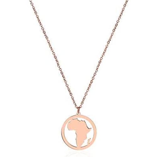 NOUMANDA Fashion Africa Map Necklace Cut Copper Hollow Round Pendant Jewelry
