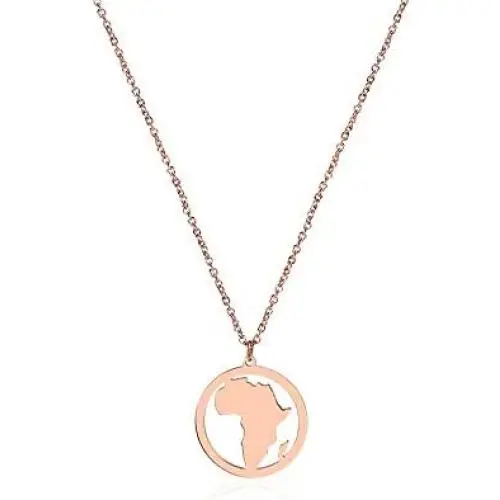 NOUMANDA Fashion Africa Map Necklace Cut Copper Hollow Round Pendant Jewelry NOUMANDA Fashion Africa Map Necklace Cut Copper Hollow Round Pendant Jewelry