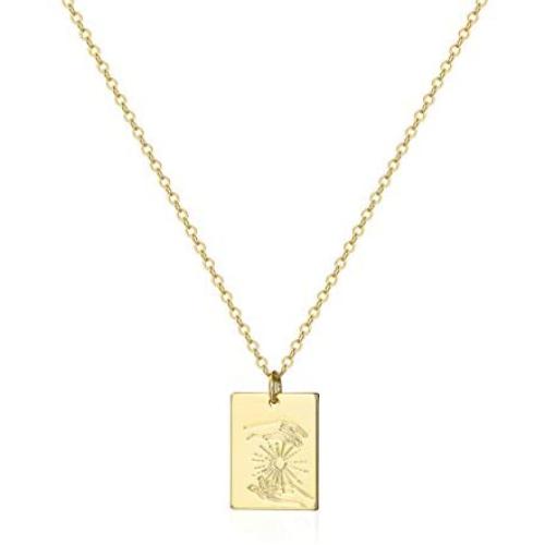 S.J JEWELRY Personalized Positive Energy Tag Necklace for Women Birthday Gift 14K Gold Plated Star Sun Moon Lightning Galaxy Power Wishes Pendant Necklace
