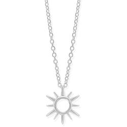 Boma Jewelry Sterling Silver Sunburst Sun Open Circle Necklace, 18 Inches