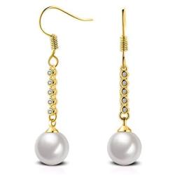 YAZILIND Drop Dangle Earrings Statement Gold Plated Crystal Pearl Women Fish Hook Earrings Sparkling Elegant Vintage Jewelry