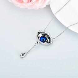 AOBOCO Evil Eye Necklace, Blue/Red Eye Crystals Necklace Devil Eye with Tear Drop Pendant, Lucky Jewelry Gift for Woman Girls, Amulet Crystals from Austria