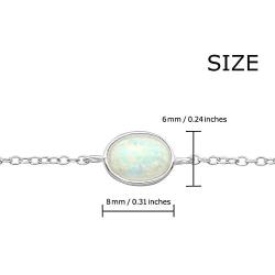 AUBE JEWELRY Hypoallergenic 925 Sterling Silver Trendy and Dainty Oval Shaped Opal Bracelet for Women