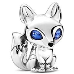 PANDORA Blue-Eyed Fox, Blue Crystal & Black Enamel 925 Sterling Silver Charm - 799096C01