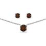 Sterling Silver Genuine, Created or Simulated Gemstone Round Solitaire Choker Necklace and Stud Earrings Set