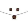 Sterling Silver Genuine, Created or Simulated Gemstone Round Solitaire Choker Necklace and Stud Earrings Set Sterling Silver Genuine, Created or Simulated Gemstone Round Solitaire Choker Necklace and Stud Earrings Set