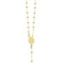 Ritastephens Italian Sterling Silver Gold-tone 3mm Rosary Bead Virgin Mary Cross Necklace, 20''