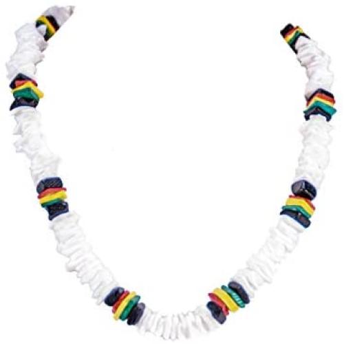 BlueRica Puka Chip Shells & Rasta Coconut Chips Necklace