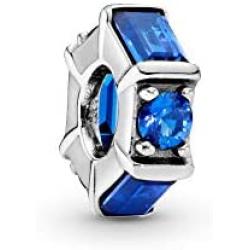 Pandora Jewelry Blue Ice Cube Spacer Crystal Charm in Sterling Silver
