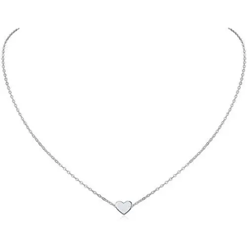 ChicSilver Customizable Tiny Hear/Star/Moon/Dot/Triangle Pendant Necklace,925 Sterling Silver Dainty Personalized Heart Choker Necklace Gift for Women, Silver/Gold/Rose Gold(with Gift Box)