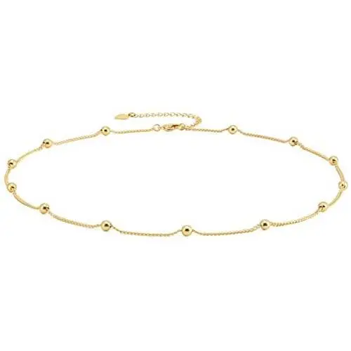 18k Gold Paperclip Chain Choker Satellite Chain Lava Bead Pendant Necklace Dainty Jewelry for Women 16 18k Gold Paperclip Chain Choker Satellite Chain Lava Bead Pendant Necklace Dainty Jewelry for Women 16