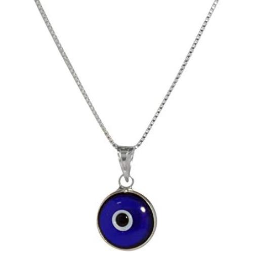 CHOOSE YOUR CHARM - Silver Evil Eye Necklace with Evil Eye Protection Charm on 925 Sterling Silver 19 Inch Box Chain