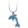 Puzzled Blue Dolphin Necklace, 18 Inch Fashionable & Elegant Silver Chain Jewelry with Rhinestone Studded Pendant for Casual Formal Attire Ocean Marine Life Themed Unisex Fashion Neck Accessory