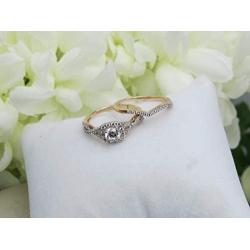 Dazzlingrock Collection 1.80 Carat (ctw) Round Cubic Zirconia CZ Bridal Halo Engagement Ring Set (Center Stone Size is 5mm), 10K Gold